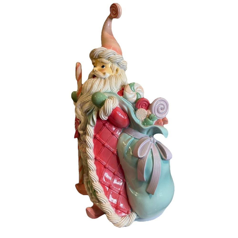 PEPPERMINT SQUARE Large Pastel Santa Claus Holiday‎ Sugar Christmas Decor - Picture 2 of 4